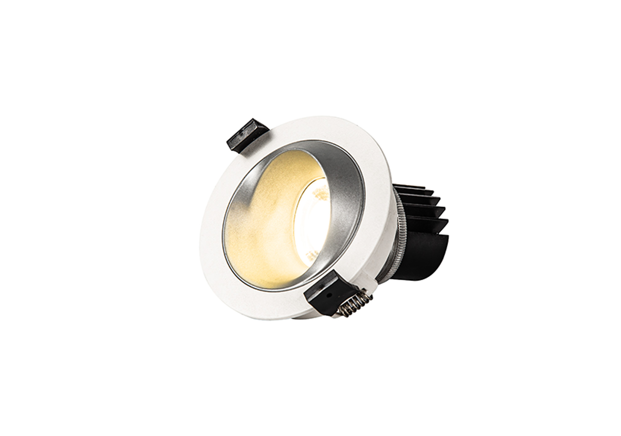 DM202376  Bonia 9 Powered by Tridonic 9W 770lm 2700K 24° LED Engine,250mA White/Silver 27° Angled Round Downlight , DRIVER NOT INC. 5yrs Warranty